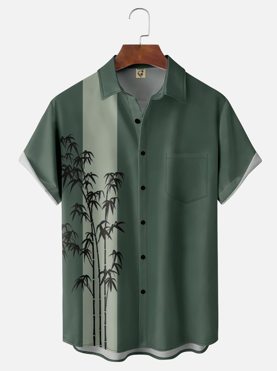 Moisture-wicking Breathable Bamboo Chest Pocket Bowling Shirt