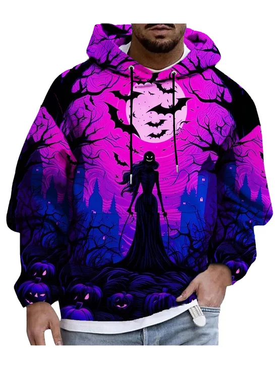 Moisture-wicking Moonlight Witch Hooded Long Sleeve Sweatshirt