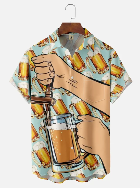 Moisture-wicking Beer To Your Heart's Content Chest Pocket Hawaiian Shirt