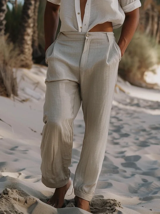 Cotton Plain Casual Pants