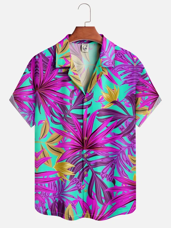 Moisture-wicking Palm Leaf Hawaiian Shirt