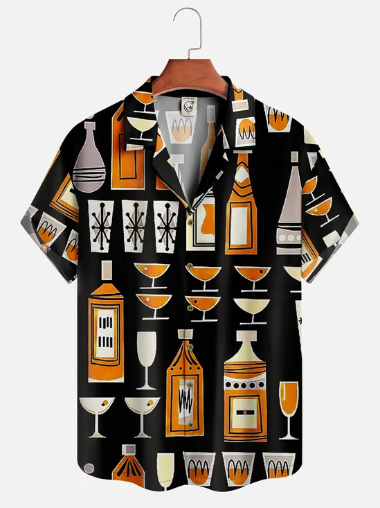 Moisture-wicking Geomatric Cocktail Aloha Shirt