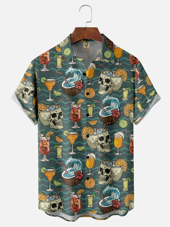 Moisture-wicking Cocktail Chest Pocket Hawaiian Shirt