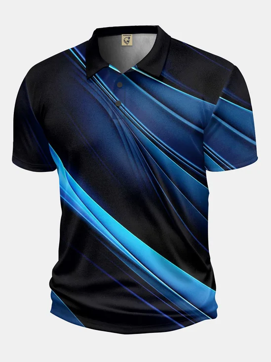 Moisture Wicking Golf Polo 3D Gradient Color Abstract Stripes