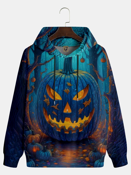 Moisture-wicking Pumpkin Art Painting Hooded Long Sleeve Sweatshirt