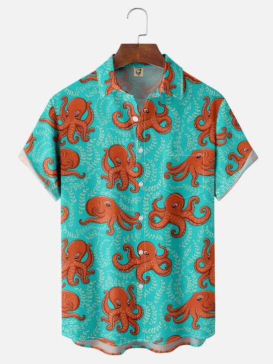 Moisture Wicking Octopus Hawaiian Shirt