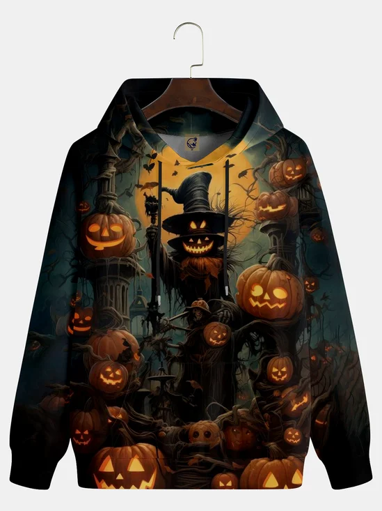Moisture-wicking Pumpkin Witch Hooded Long Sleeve Sweatshirt