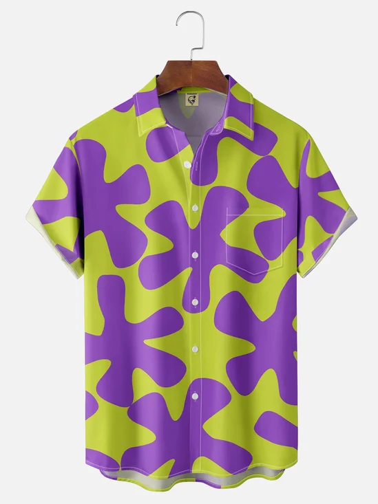 Moisture-wicking Starfish Abstract Art Chest Pocket Hawaiian Shirt