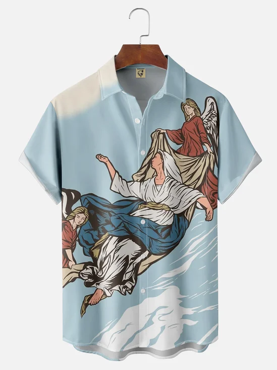 Moisture-wicking Art of the Assumption Chest Pocket Hawaiian Shirt