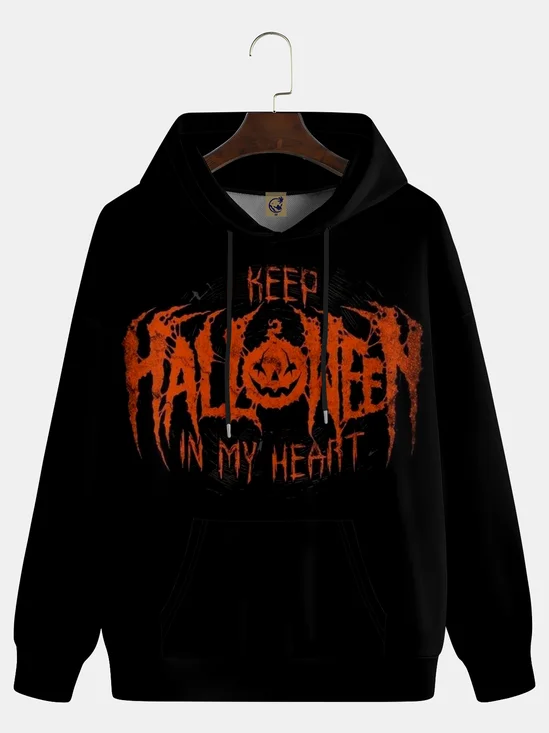 Moisture-wicking Halloween Word Art Hooded Long Sleeve Sweatshirt
