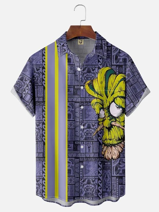 Moisture-wicking TIKI Art Creation Chest Pocket Hawaiian Shirt