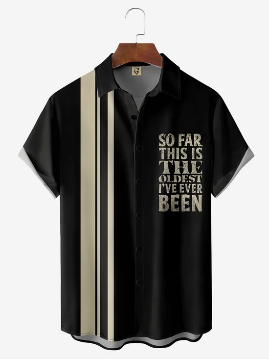 Tall Size Moisture-wicking Funny Slogan Chest Pocket Bowling Shirt