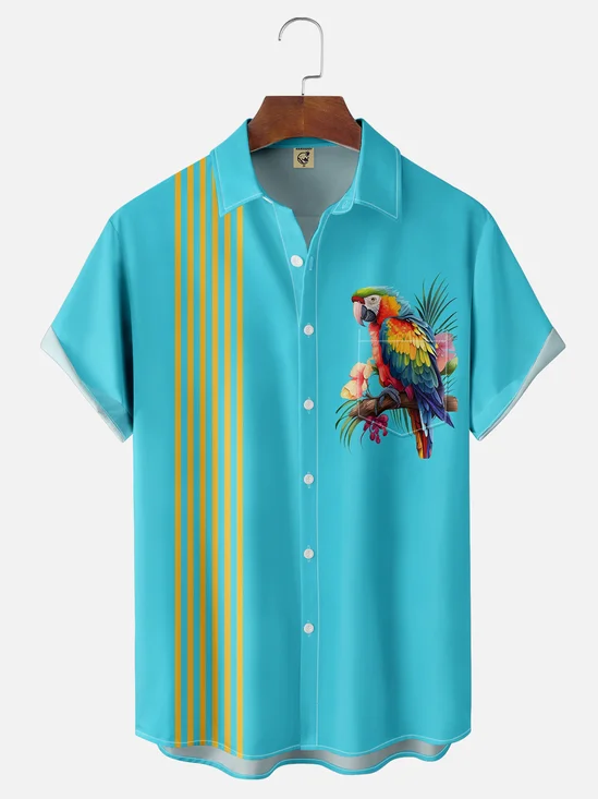 Moisture-wicking Parrots Chest Pocket Bowling Shirt