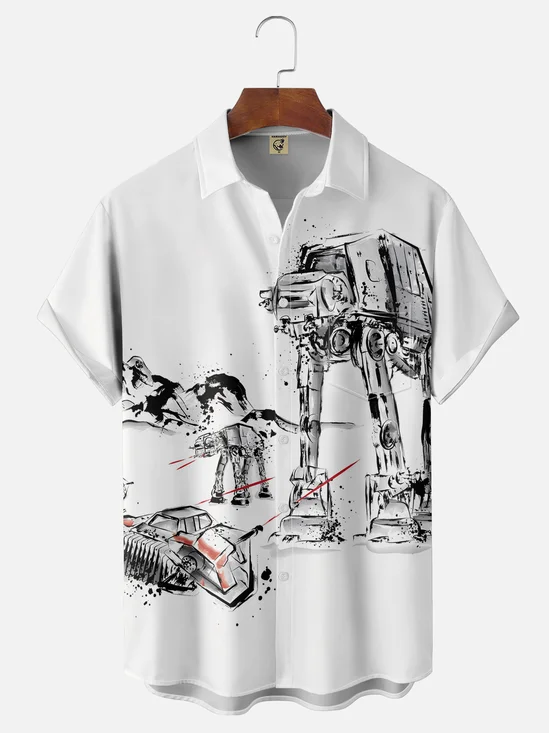 Moisture-wicking Robot Chest Pocket Casual Shirt