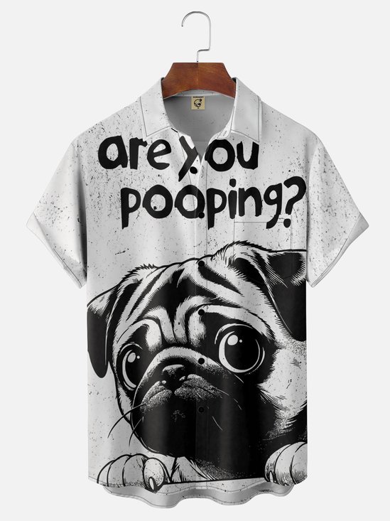 Moisture-wicking Are You Pooping Dog Chest Pocket Casual Shirt