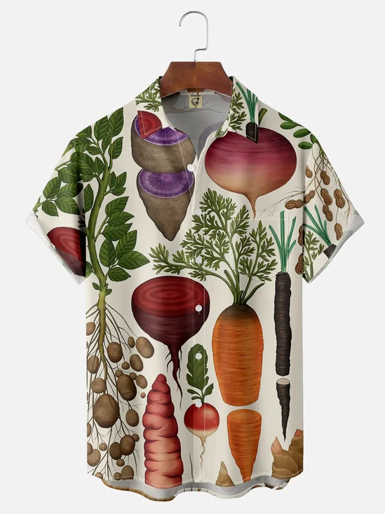 Moisture-wicking Onion Radish Sweet Potato Chest Pocket Casual Shirt