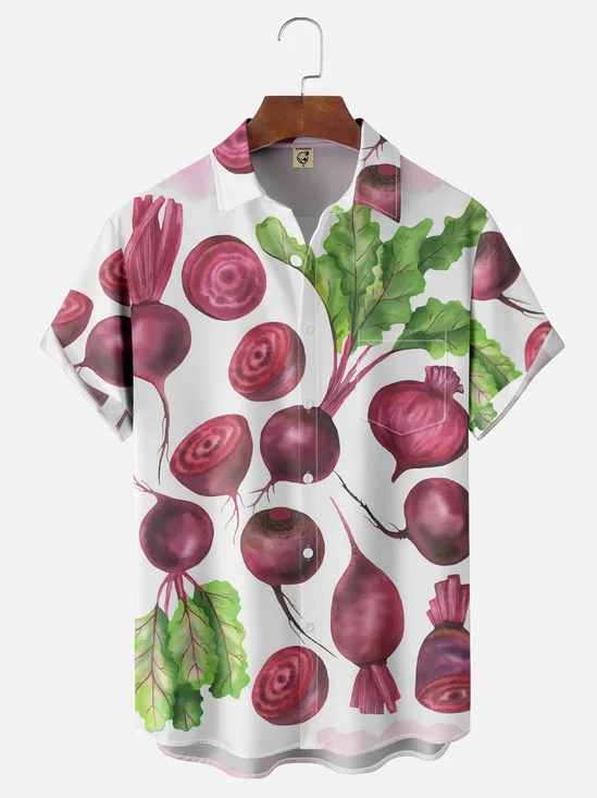 Moisture-wicking Radish Chest Pocket Hawaiian Shirt
