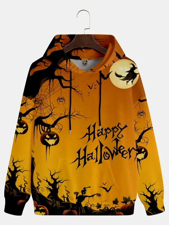 Happy Halloween Illustration Hooded Long Sleeve Sweatshirt