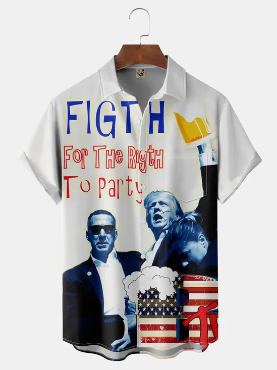 Moisture-wicking Fight Donald Trump Hawaiian Shirt I Stand With Trump Make America Great Again