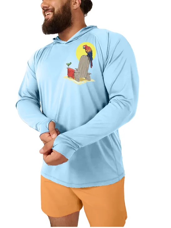 Moisture-wicking Art Parrot Hooded Sun Protection Sweatshirt