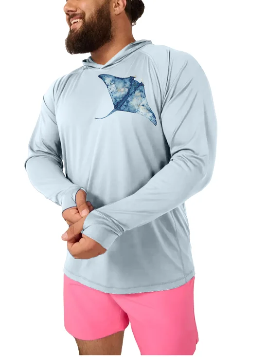 Moisture-wicking Ray Watercolor Hooded Sun Protection Sweatshirt