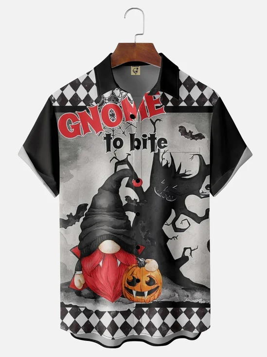 Moisture Wicking Halloween Pumpkin Gnome Hawaiian Shirt