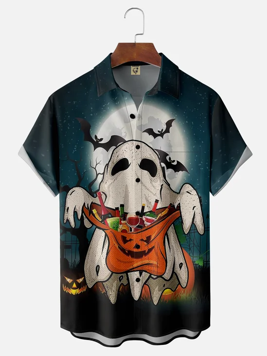 Moisture Wicking Halloween Ghost Hawaiian Shirt