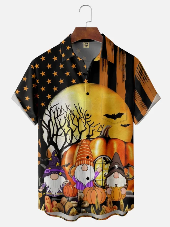 Moisture Wicking Halloween Pumpkin Gnome Hawaiian Shirt