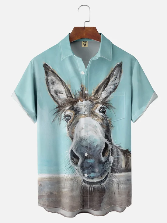 Moisture-wicking Donkey Chest Pocket Hawaiian Shirt