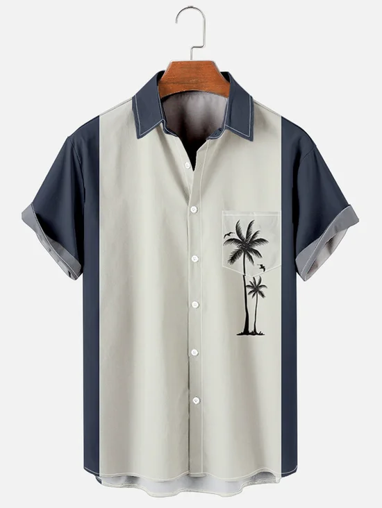 Tall Size Moisture-wicking Coconut Tree Print Breathable Casual Hawaiian Shirt