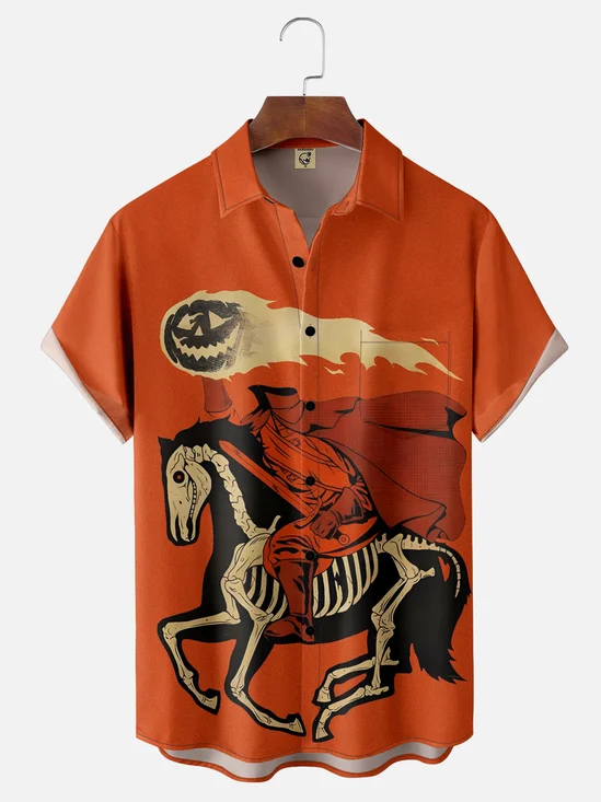 Moisture-wicking Halloween Rider Chest Pocket Casual Shirt