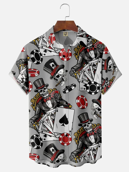 Poker Chest Pocket Short Sleeve Hawaiian Shirt