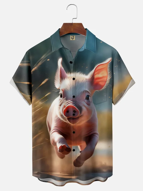 Moisture-wicking Pig Chest Pocket Casual Shirt