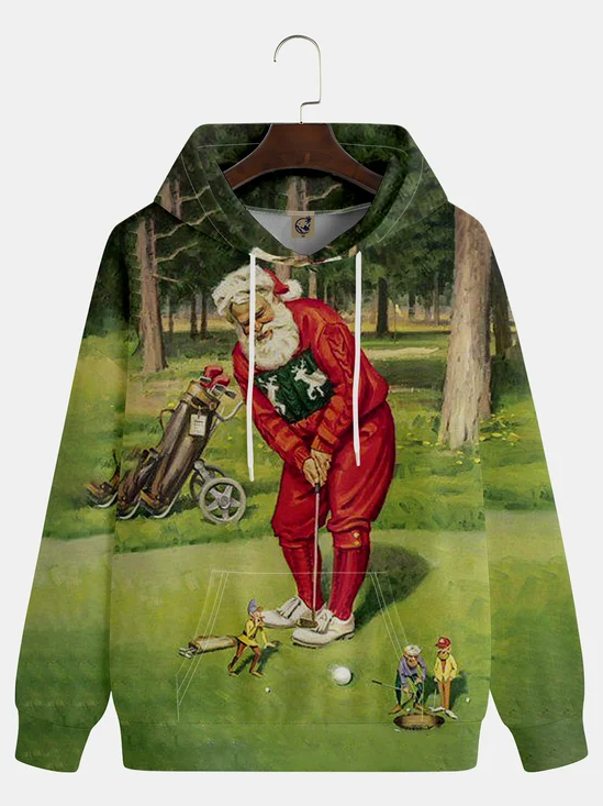 Santa Claus Golfing Hoodie Sweatshirt