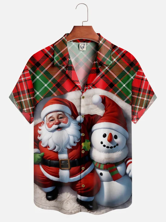 Moisture-wicking Christmas Santa Snowman Aloha Shirt