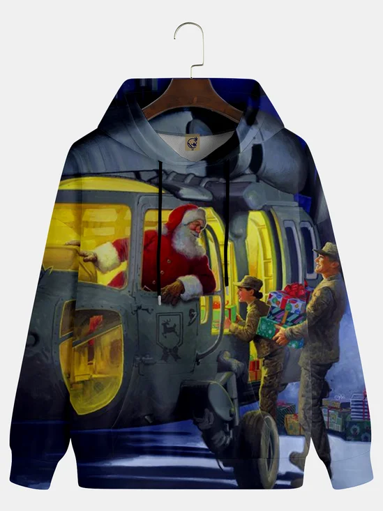 Santa Claus Flying a Plane Hoodie Sweatshirt