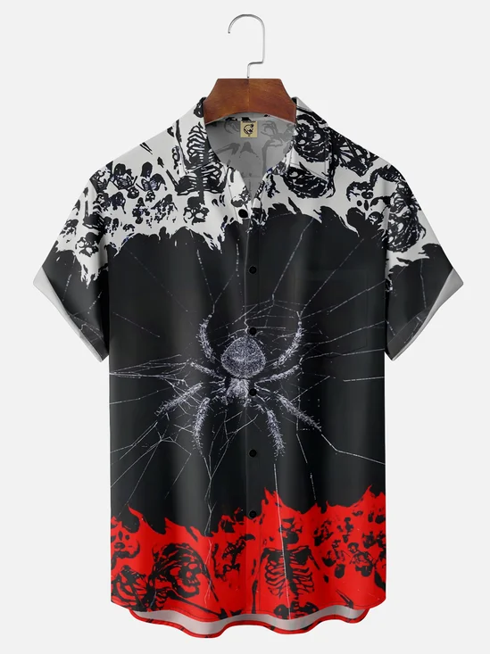 Moisture Wicking Halloween Spider Hawaiian Shirt