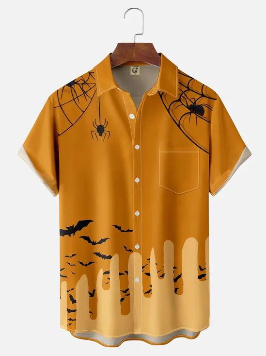 Moisture wicking Halloween Spider Bat Hawaiian Shirt