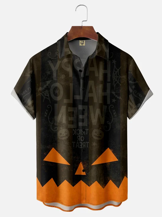 Moisture Wicking Halloween Pumpkin Head Hawaiian Shirt