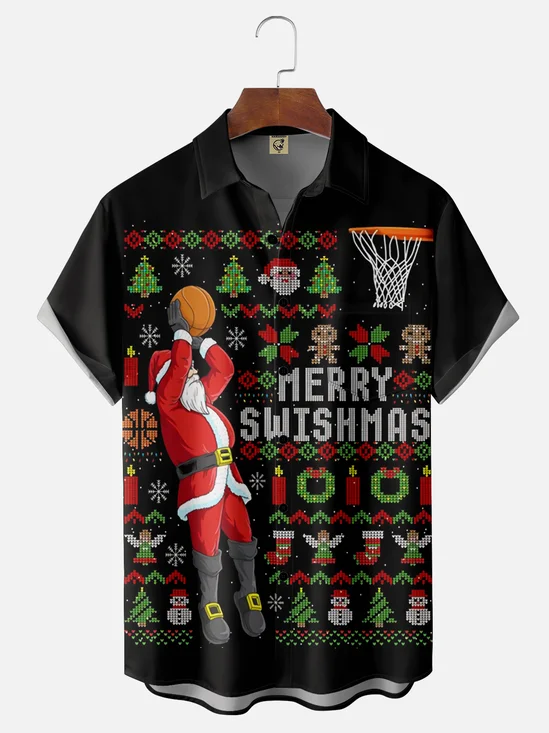 Moisture wicking Santa Claus Playing Basketball Hawaiian Shirt