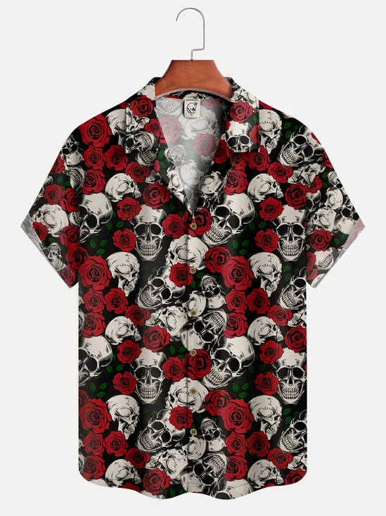 Moisture-wicking Rock Roll Skull Music Halloween Aloha Shirt