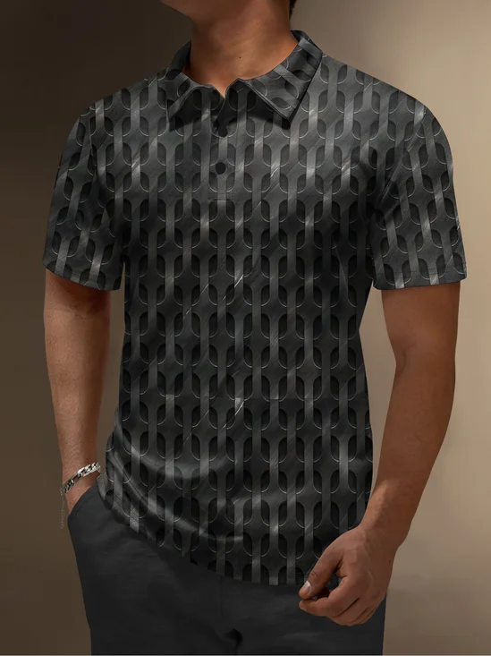 Moisture Wicking Golf Polo 3D Gradient Abstract Geometric