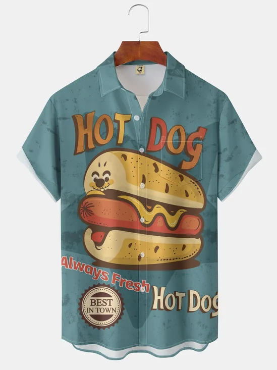 Moisture-wicking Hot Dog Chest Pocket Casual Shirt