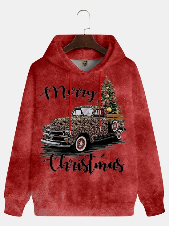 Christmas Leopard Pickup Truck Hoodie Sweatshirt