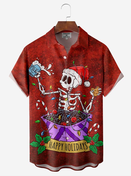 Moisture-wicking Christmas Santa Claus Hawaiian Shirt by David Lozeau