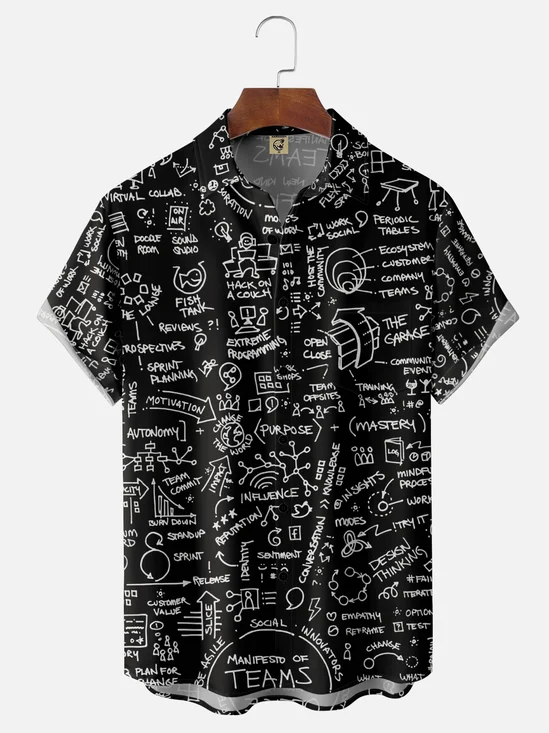 Moisture-wicking Back to School Letter Science Chemistry Chest Pocket Casual Shirt