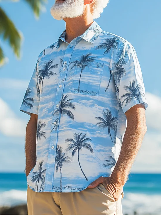 Moisture Wicking Gradient Coconut Tree Hawaiian Shirt