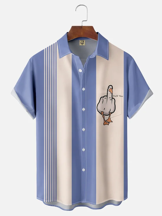 Moisture-wicking DUCK YOU Chest Pocket  Bowling Shirt