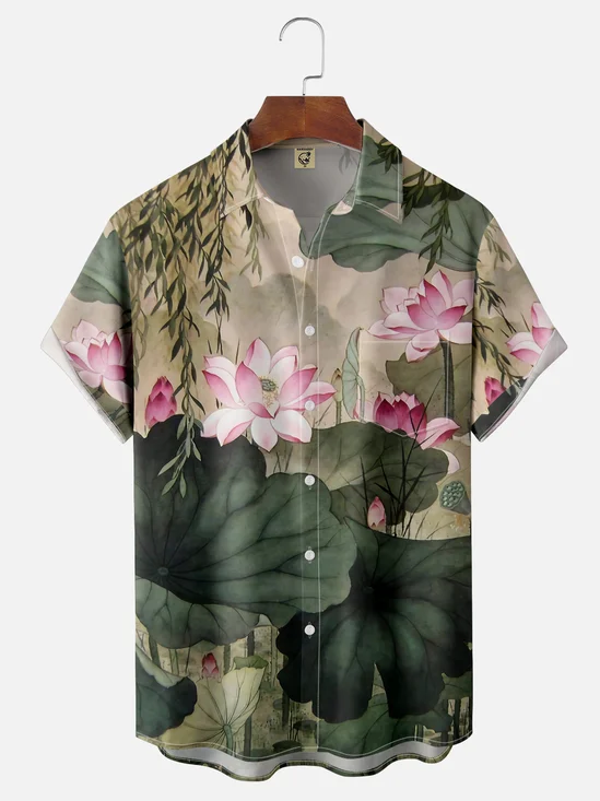 Moisture-wicking Lotas Chest Pocket Hawaiian Shirt