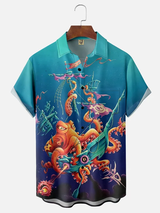 Moisture Wicking Octopus Hawaiian Shirt
